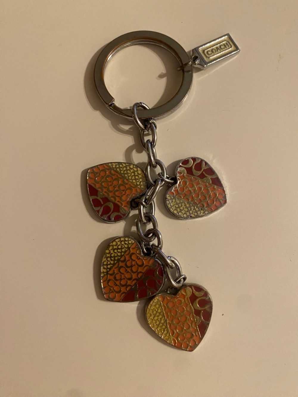 Coach Multicolor Enamel Heart Charm Keyring!!